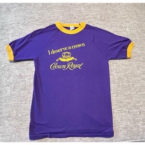 Vintage Crown Royal "I Deserve a Crown" Ringer T-Shirt Purple Gold‎ Men's Medium
